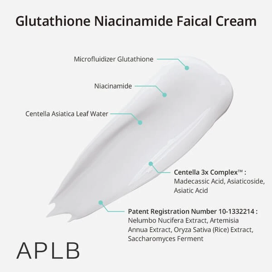 APLB Glutathion Niacinamide Gezichtscrème, verhelderende crème met glutathion en niacinamide, 55 ml