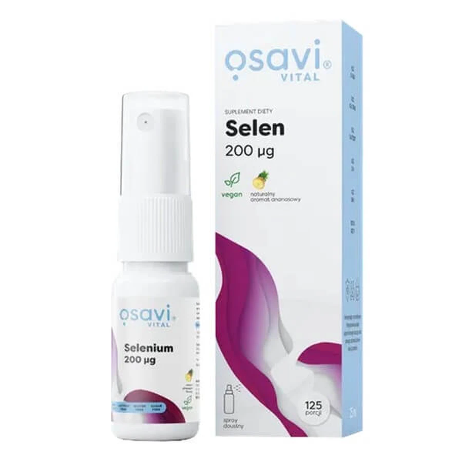 Osavi Selenio 200 µg, spray oral, sabor piña, 25 ml
