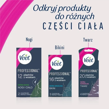 Veet Easy-Gel, parches depilatorios de cera para piel normal, 12 uds.