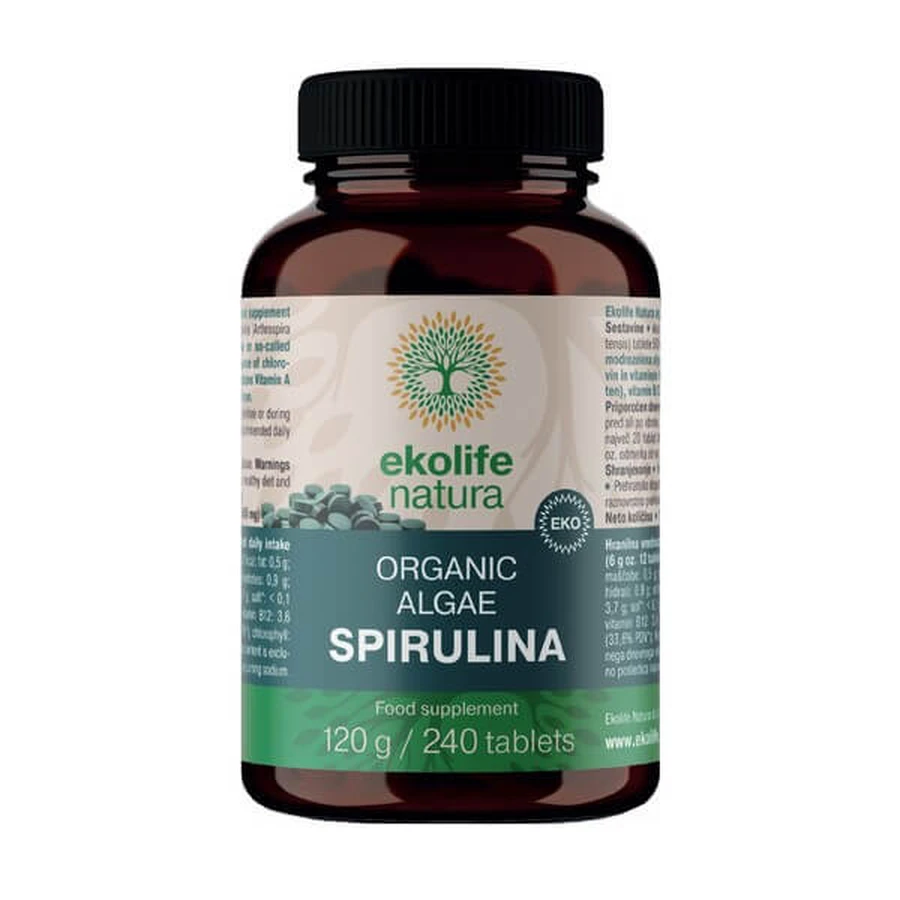 Ekolife Natura Organic Spirulina 500 mg, tablets, 240 pcs.