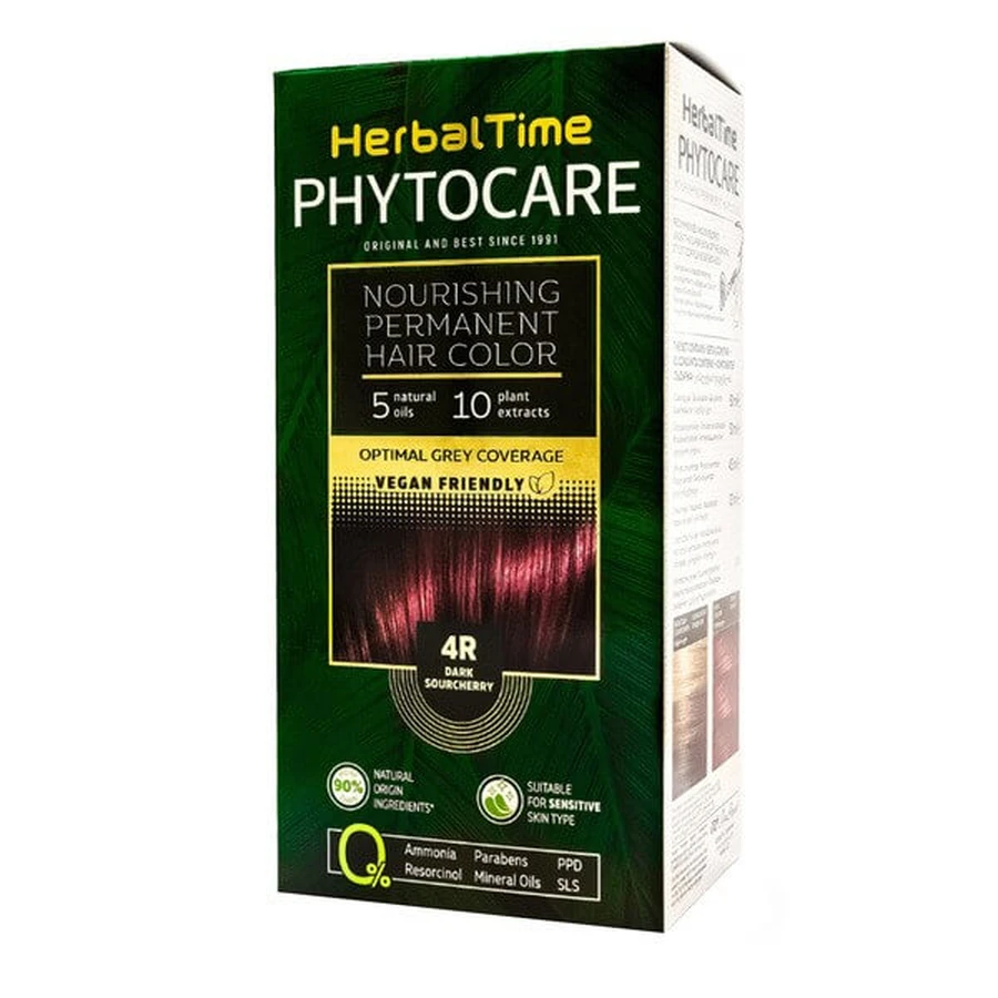 Herbal Time Phytocare, farba do włosów, 4R Dark Cherry, 130 ml: ceny i cechy