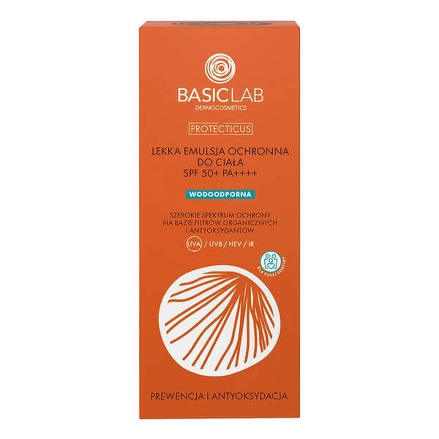 BasicLab Protecticus, émulsion corporelle protectrice légère SPF 50+ PA++++, 100 ml