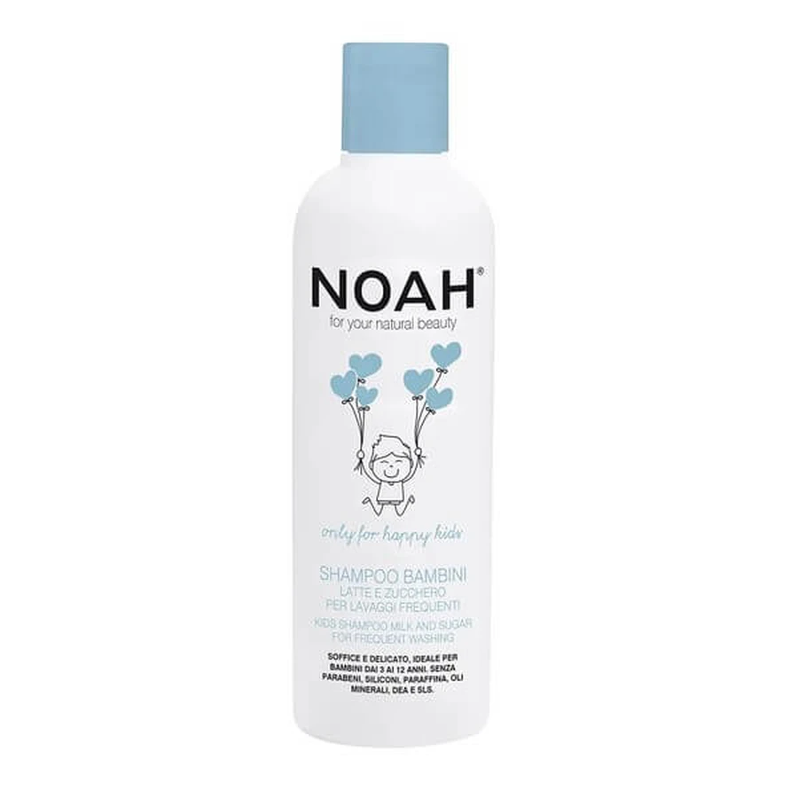 NOAH Kids, champú infantil con leche y azúcar para lavados frecuentes, 250 ml