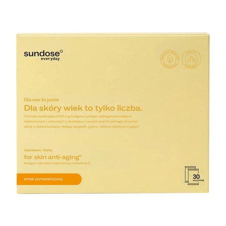 Sundose Everyday For Skin Anti-Aging, powder sachets, orange flavor, 30 pcs.
