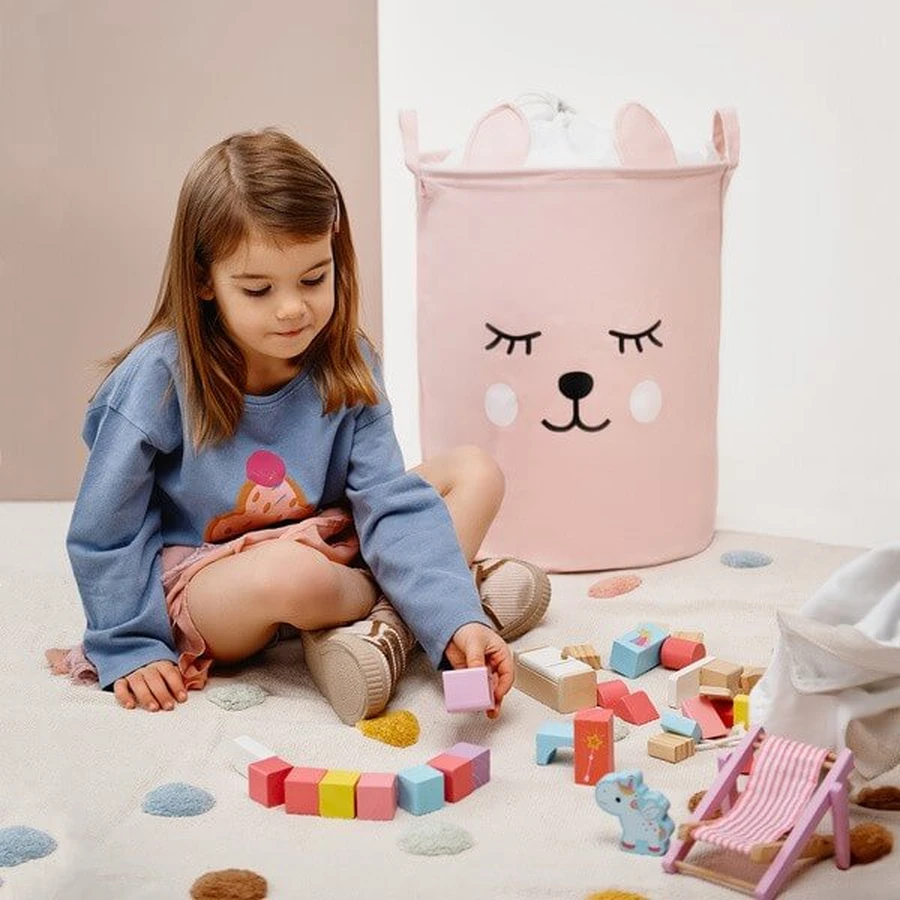 Sipo, cubo de basura de juguete oso rosa, 1 ud.