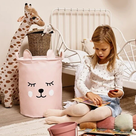 Sipo, cubo de basura de juguete oso rosa, 1 ud.