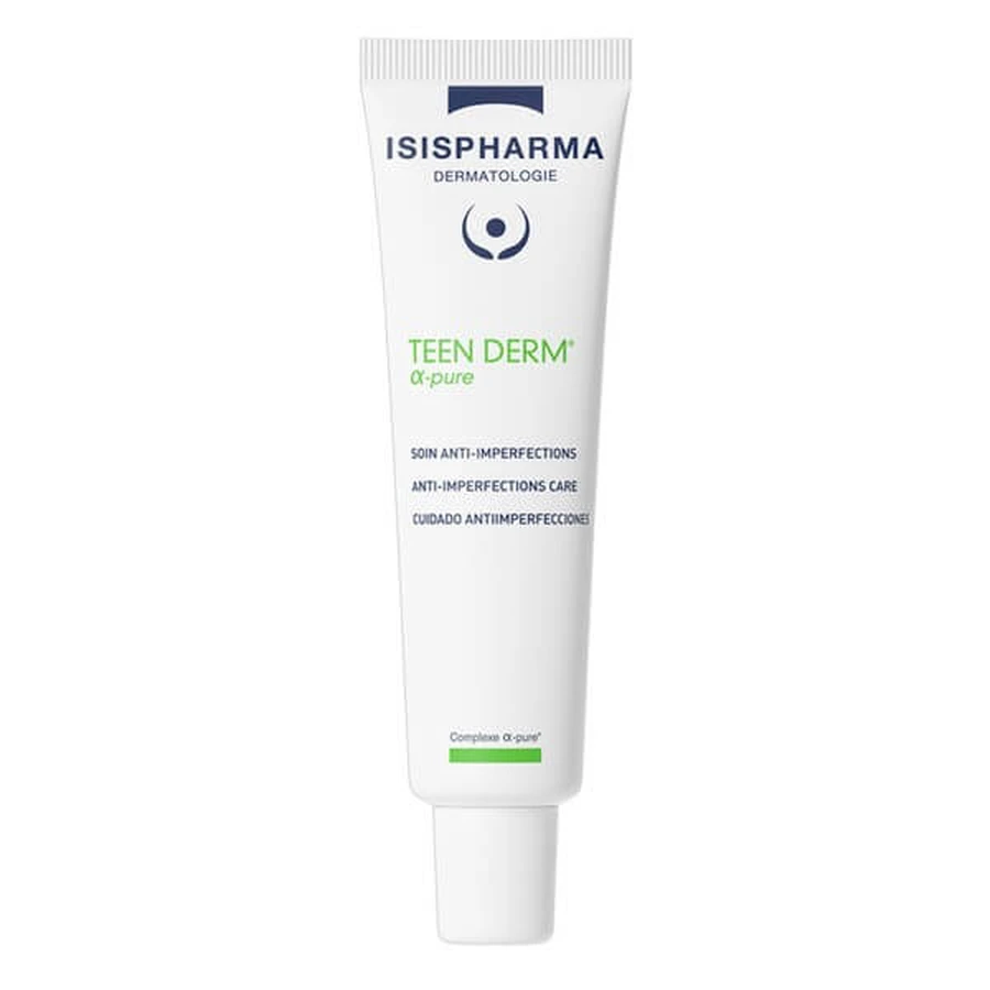 Isispharma Teen Derm Alpha Pure, Creme zur Bekämpfung entzündlicher Läsionen der zu Akne neigenden Haut, 30 ml