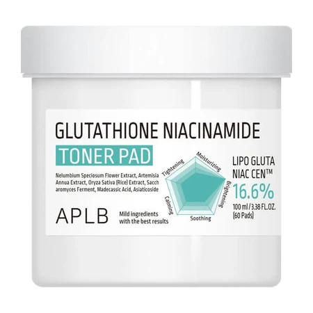 APLB Glutathione Niacinamide Toner Pad, facial toning pads with glutathione and niacinamide, 60 pcs.