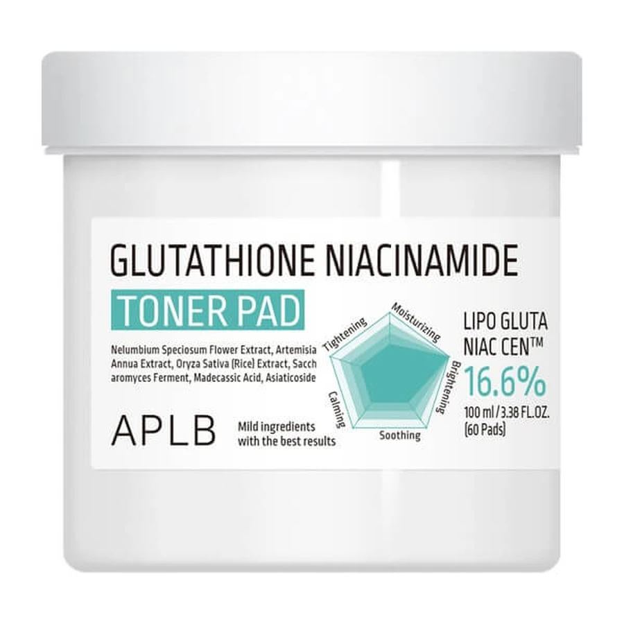 APLB Glutathione Niacinamide Toner Pad, facial toning pads with glutathione and niacinamide, 60 pcs.