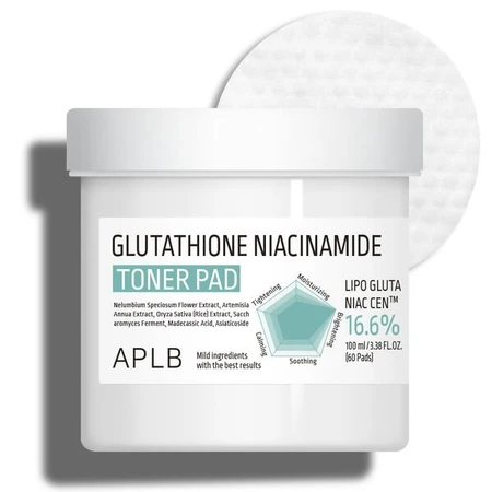 APLB Glutathione Niacinamide Toner Pad, facial toning pads with glutathione and niacinamide, 60 pcs.