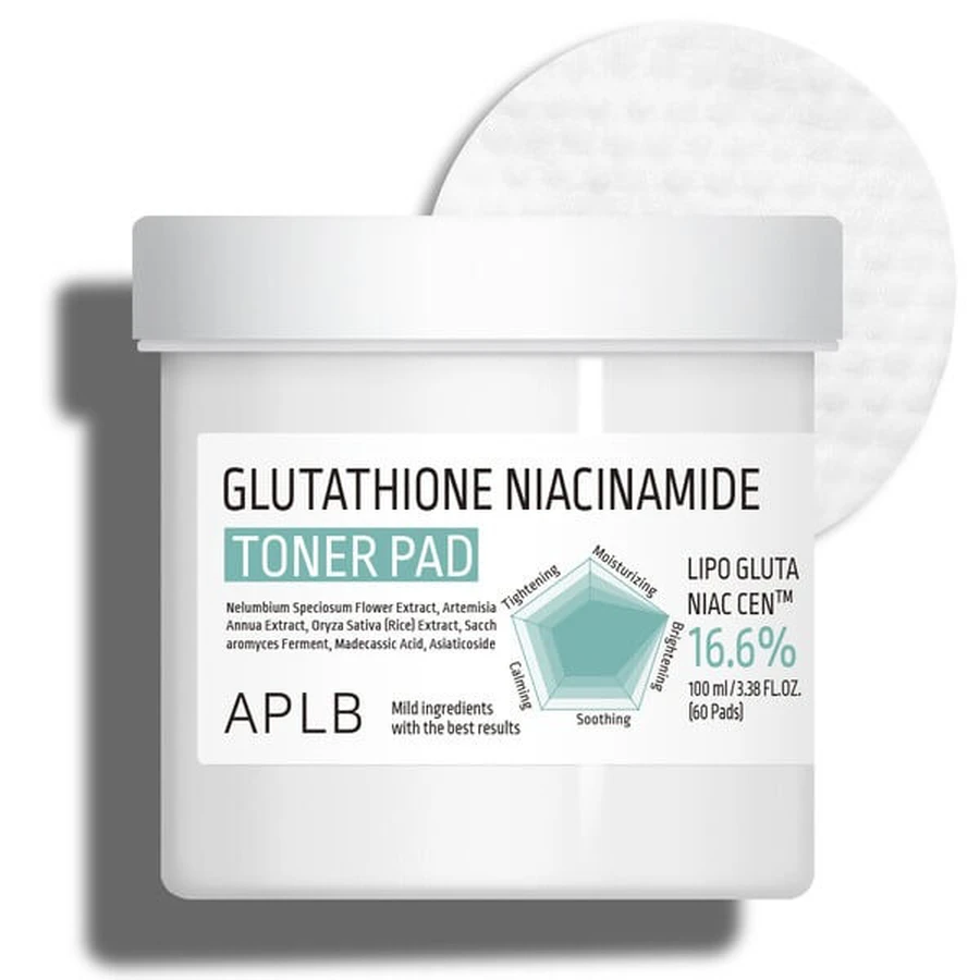 APLB Glutathione Niacinamide Toner Pad, facial toning pads with glutathione and niacinamide, 60 pcs.