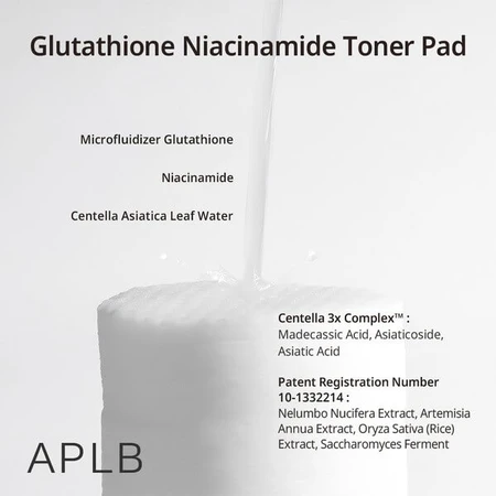 APLB Glutathione Niacinamide Toner Pad, facial toning pads with glutathione and niacinamide, 60 pcs.