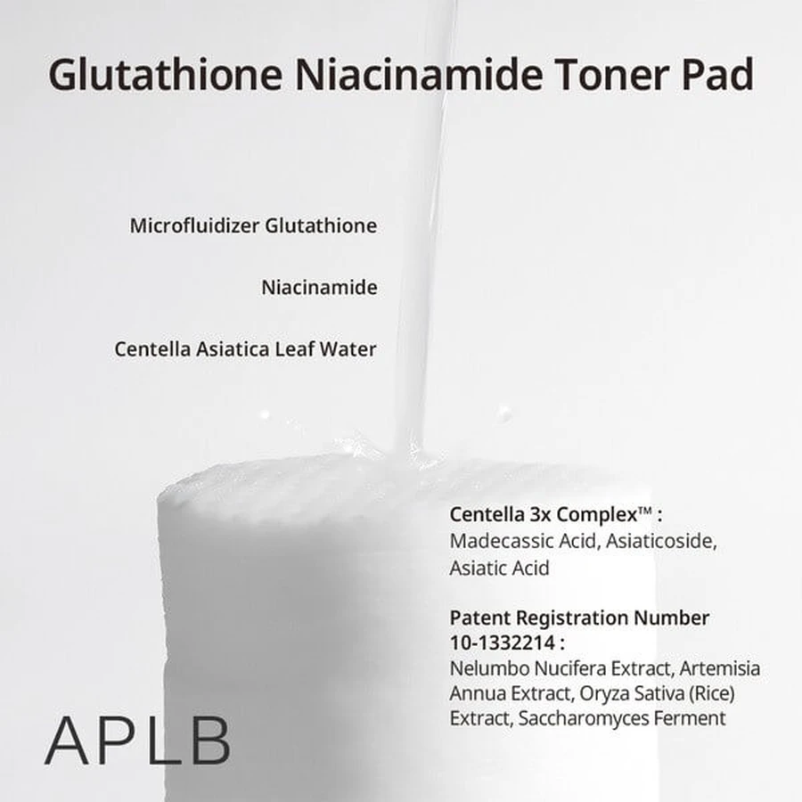 APLB Glutathione Niacinamide Toner Pad, facial toning pads with glutathione and niacinamide, 60 pcs.