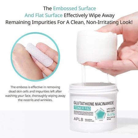 APLB Glutathione Niacinamide Toner Pad, facial toning pads with glutathione and niacinamide, 60 pcs.