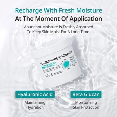 APLB Glutathione Niacinamide Toner Pad, facial toning pads with glutathione and niacinamide, 60 pcs.
