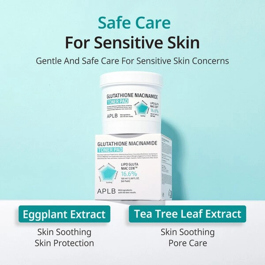 APLB Glutathione Niacinamide Toner Pad, facial toning pads with glutathione and niacinamide, 60 pcs.