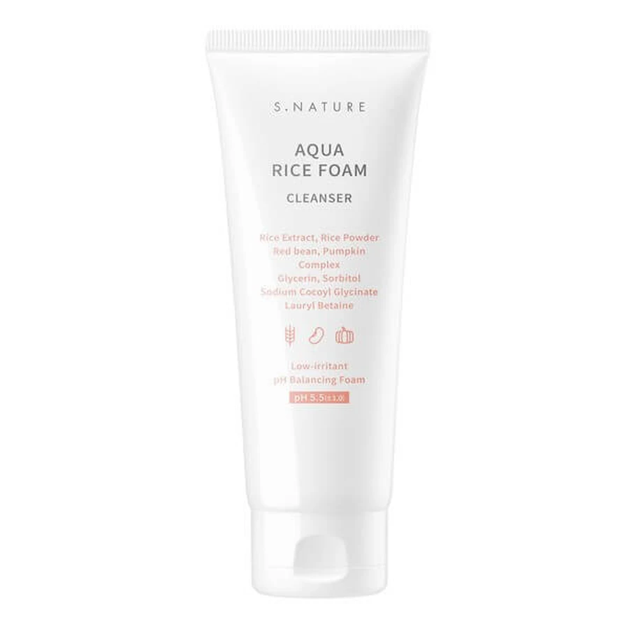 S. Nature Aqua Rice, rice facial cleansing foam, 80 ml.