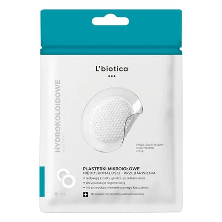 L'Biotica, hydrocolloïde micro-naaldpleisters voor onvolkomenheden en vlekken, 18 stuks.