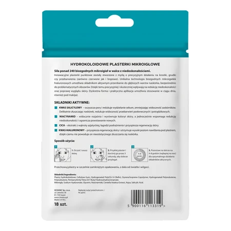 L'Biotica, hydrocolloïde micro-naaldpleisters voor onvolkomenheden en vlekken, 18 stuks.
