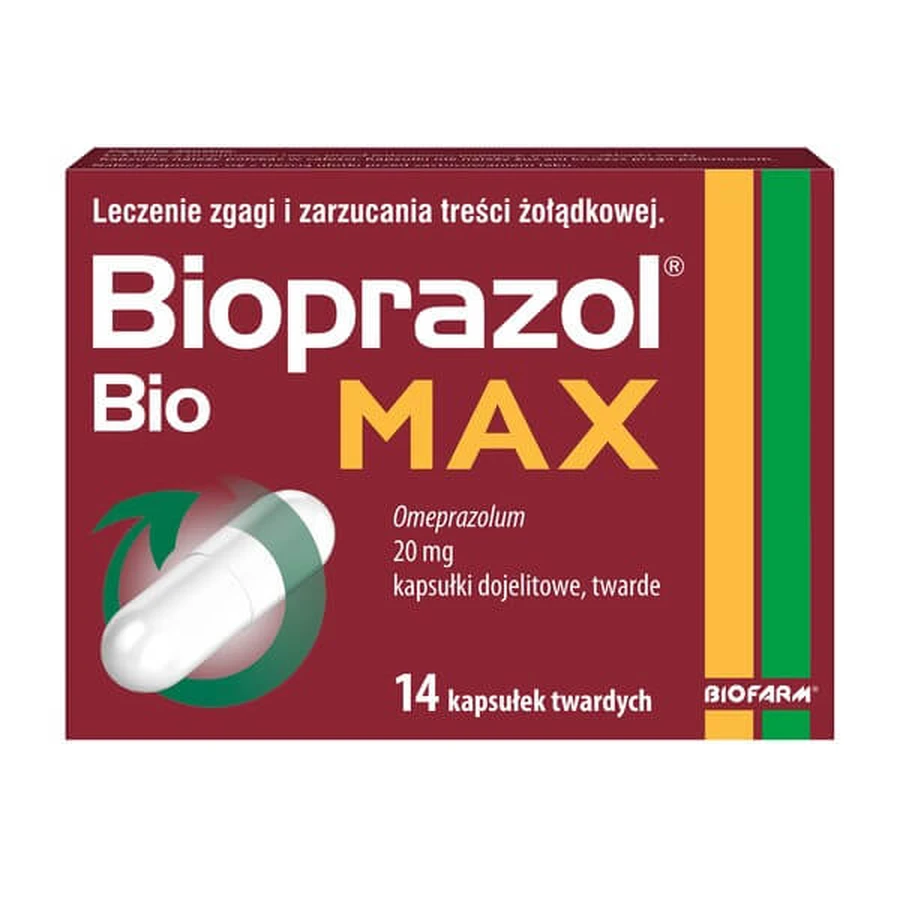 Bioprazol Bio Max, 20 mg, capsule gastrointestinale tari, 14 buc.