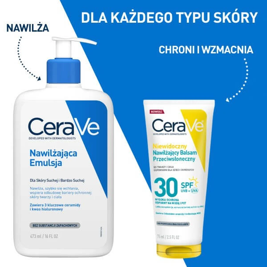 CeraVe, invisible moisturizing sunscreen lotion SPF30, 75 ml