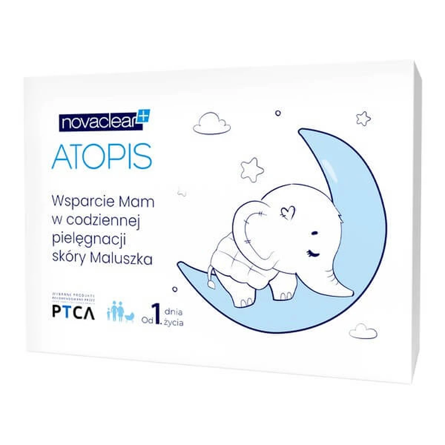 Novaclear Atopis set, face and body wash, 200 ml + oil and moisturizing cream for face and body, 100 ml + diaper regenerating cream