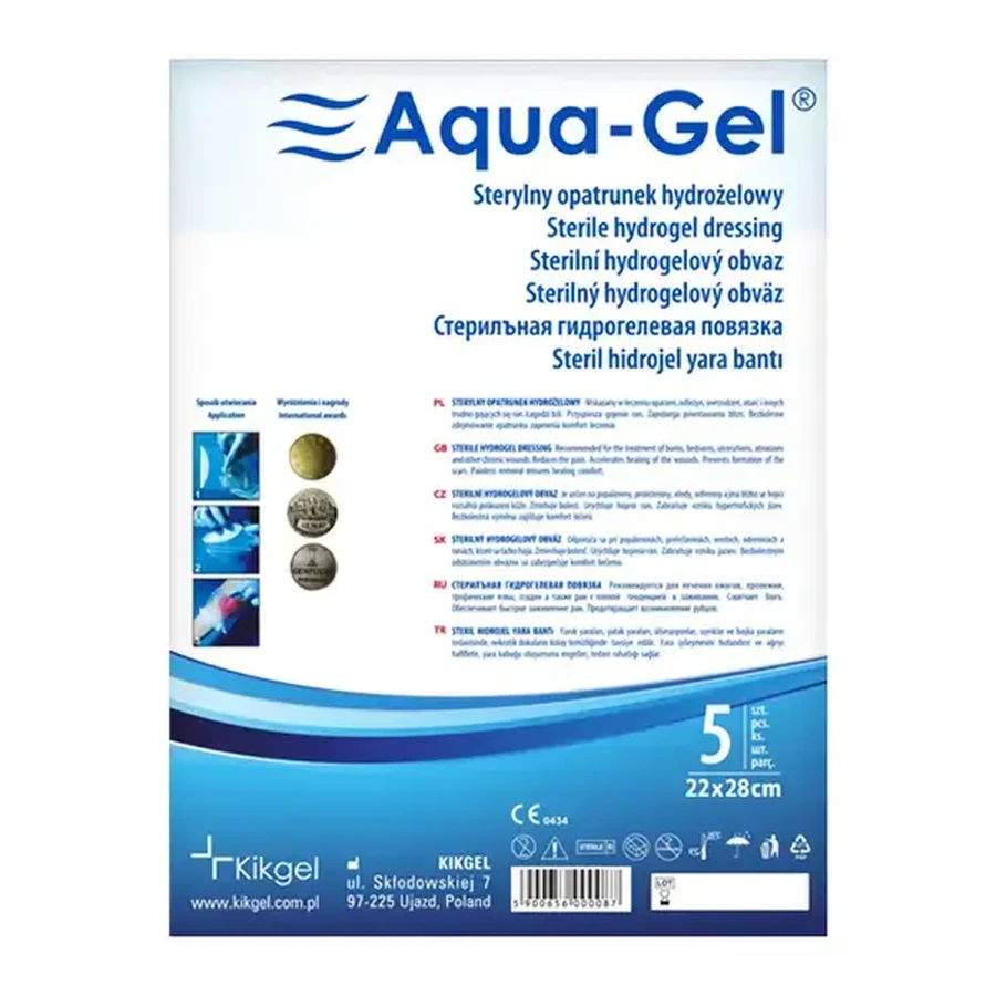 Aqua-Gel, pansement hydrogel, 22 cm x 28 cm, 5 pcs.