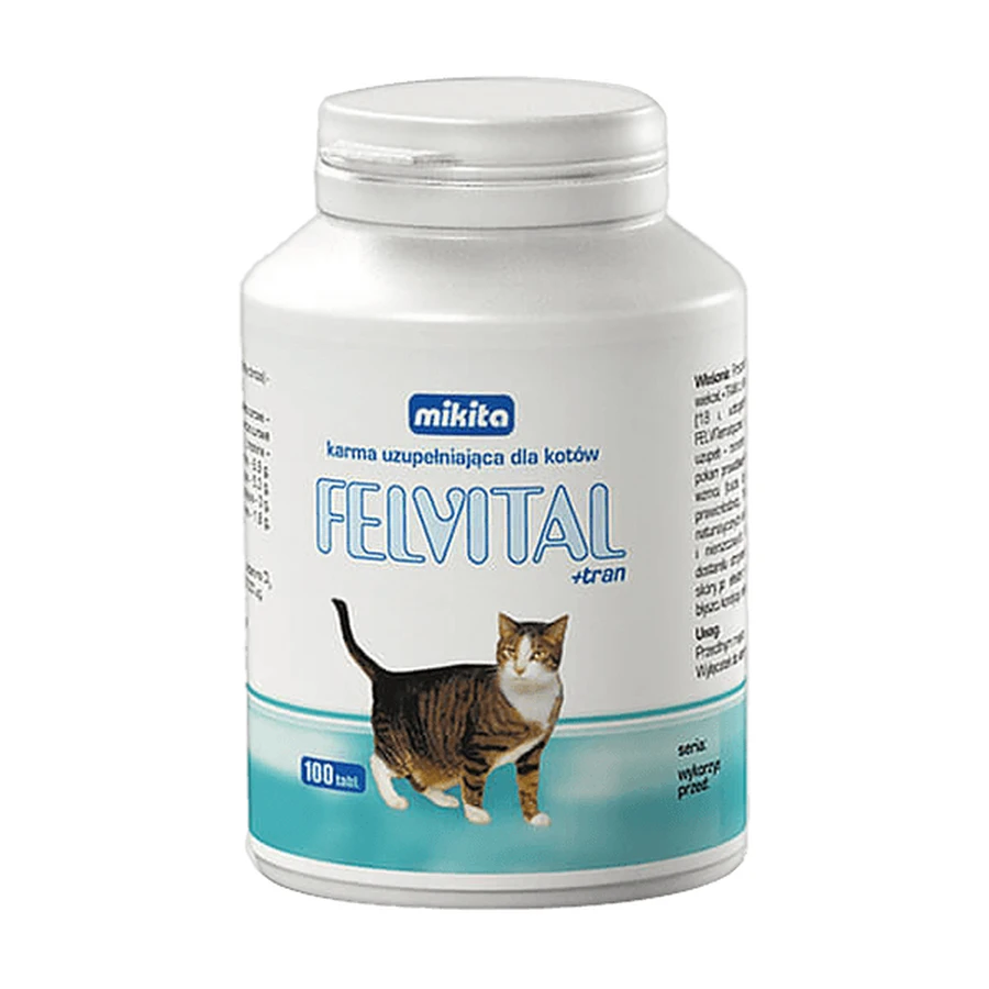 Mikita Felvital + huile de foie de morue, aliment complémentaire pour chats, comprimés, 100 pcs.