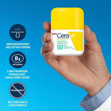 CeraVe, onzichtbare matterende fluid SPF50+, 50 ml
