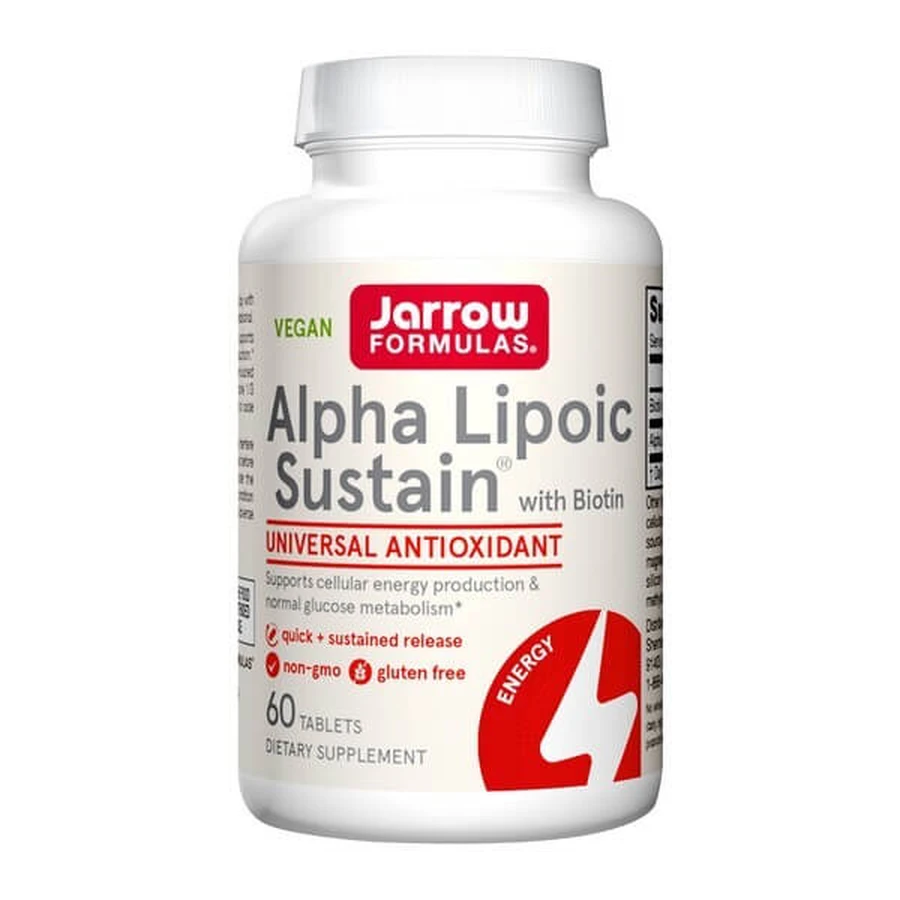 Jarrow Formulas, Alfa Lipoico Sustain 300 mg con Biotina, comprimidos, 60 uds.