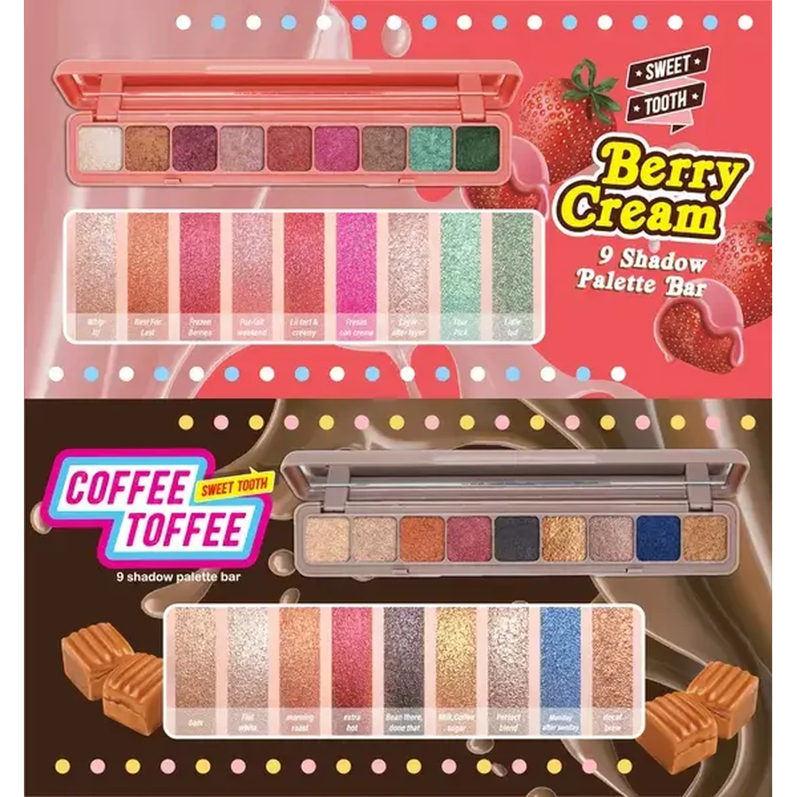 J.Cat Beauty Sweet Tooth 9 Shadow Palette Bar, Lidschatten-Palette, 102 Coffee Toffee, 7,2 g