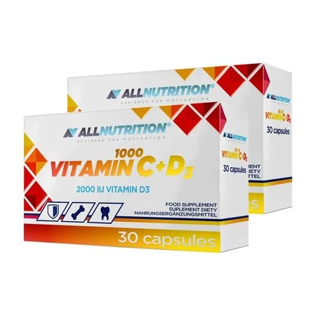 Lot de 2 x Allnutrition Vitamine C 1000 + D3, gélules, 30 pcs.