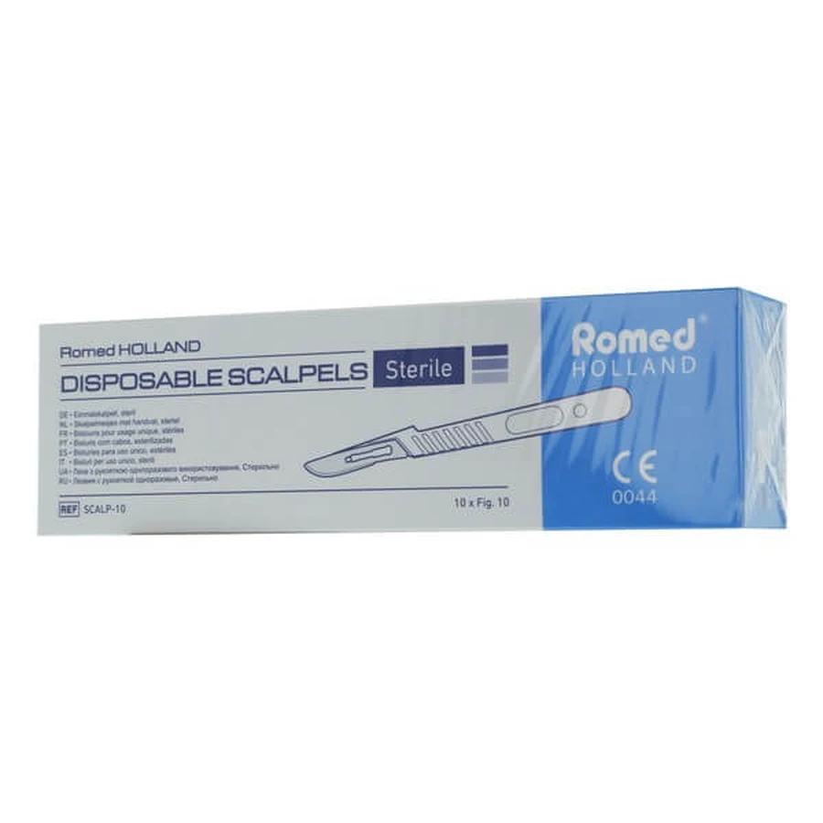 Romed, Wegwerpscalpels met handvat, steriel, nr. 10, 10 st.