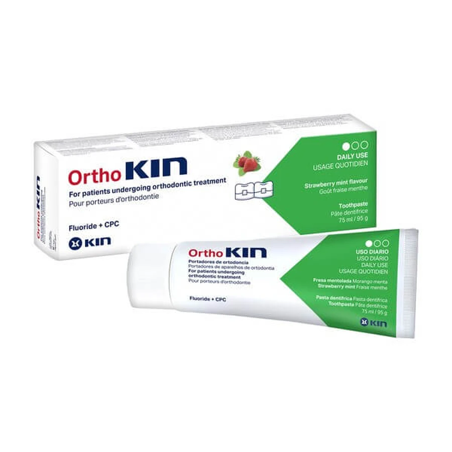 OrthoKin, tandpasta, aardbei-munt, 75 ml