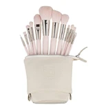 Ilu Basic Set van 12 make-up kwasten + etui, roze