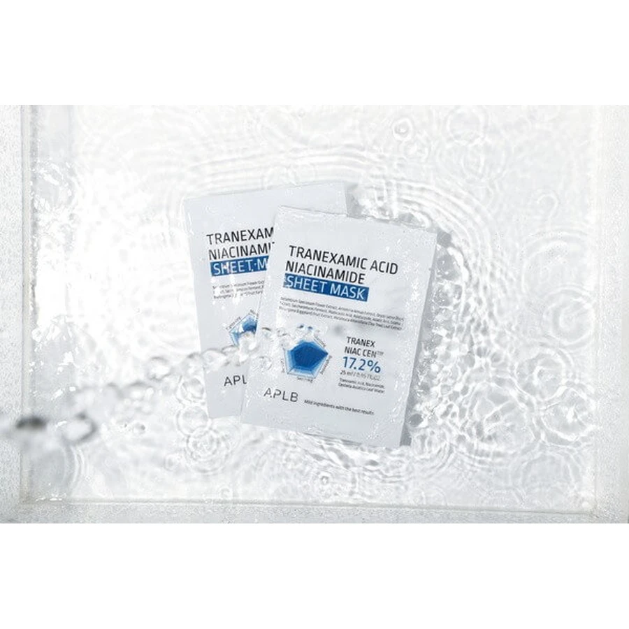 APLB Tranexaminezuur Niacinamide Sheet Mask, verhelderend bladmasker met tranexaminezuur en niacinamide, 25 ml