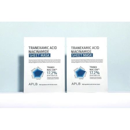 APLB Tranexaminezuur Niacinamide Sheet Mask, verhelderend bladmasker met tranexaminezuur en niacinamide, 25 ml