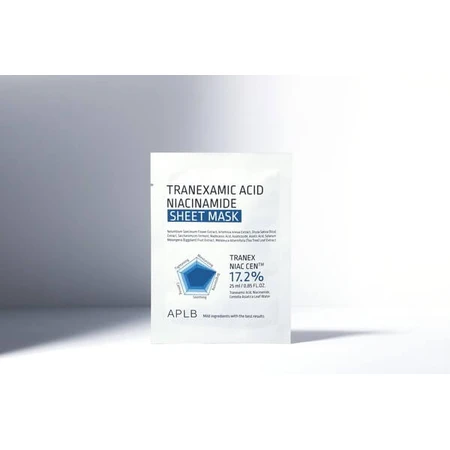 APLB Tranexaminezuur Niacinamide Sheet Mask, verhelderend bladmasker met tranexaminezuur en niacinamide, 25 ml