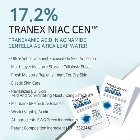 APLB Tranexaminezuur Niacinamide Sheet Mask, verhelderend bladmasker met tranexaminezuur en niacinamide, 25 ml