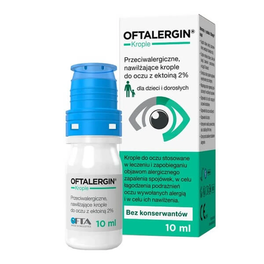 Oftalergin, anti-allergic eye drops with ectoin 2%, moisturizing, 10 ml