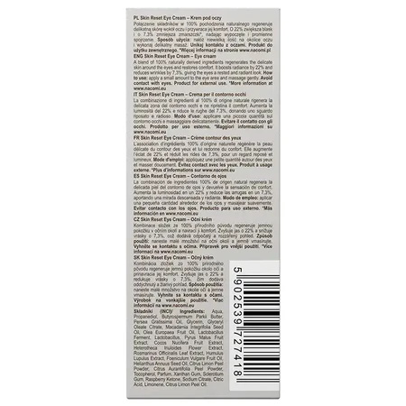 Nacomi Ethic Care Skin Reset, crema para los ojos, 15 ml