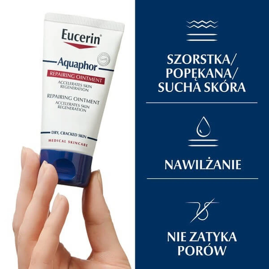 Set of 2 x Eucerin Aquaphor, regenerating ointment for dry, cracked and irritated skin + INTENO Soft Care, care wipes, 10 pcs.