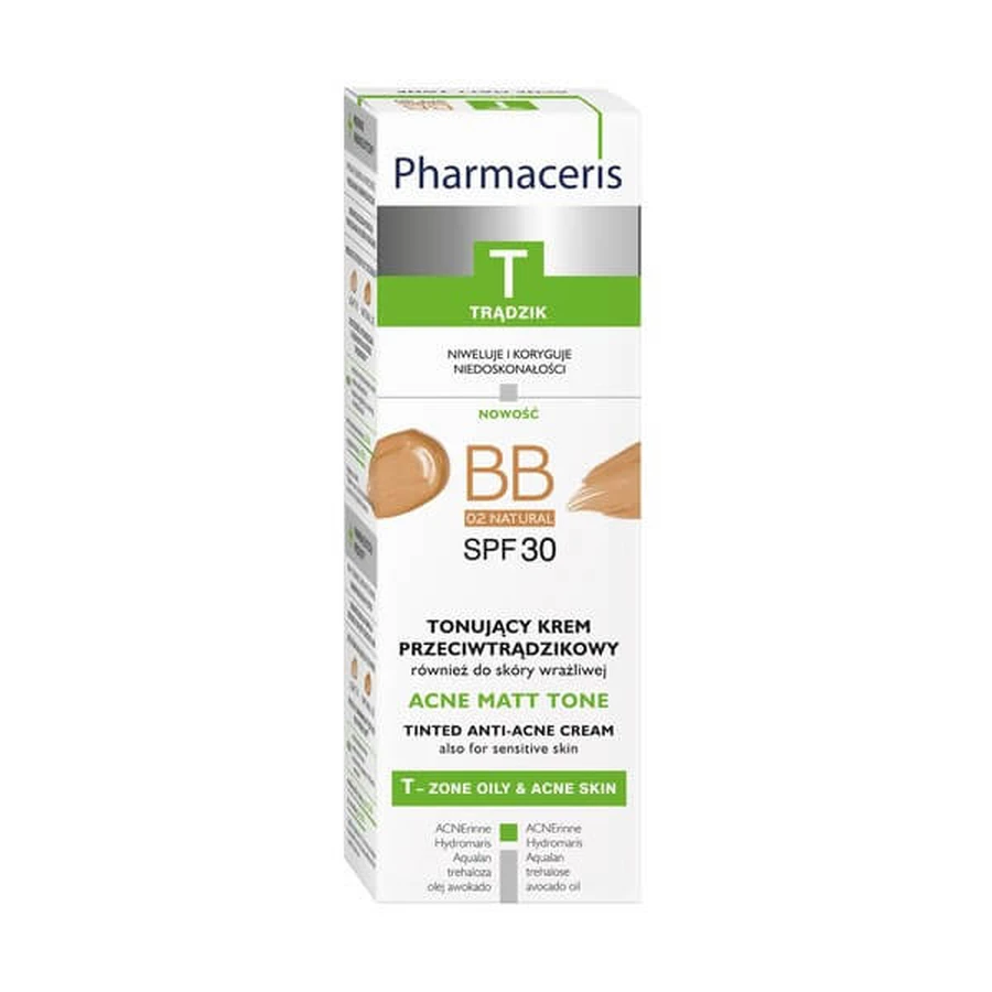 Pharmaceris T Acne Matt Tone, anti-acne BB cream, 02 natural, 30 ml