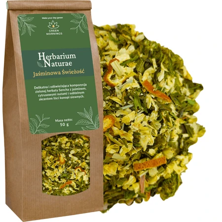 Mañanas Verdes, Herbarium Naturae, Frescor de Jazmín, composición de té verde, 50 g.