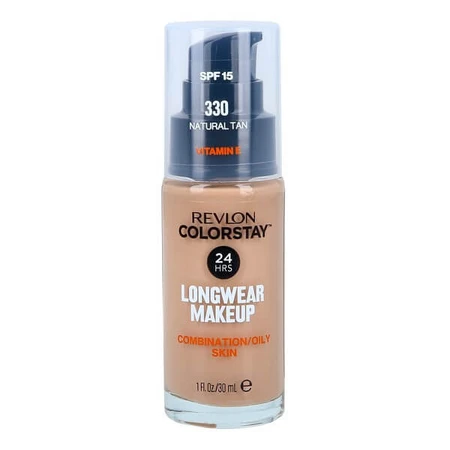 Revlon Colorstay Longwear Makeup SPF 15, Pump-Grundierung für fettige und Mischhaut, 330 Natural Tan, 30 ml.