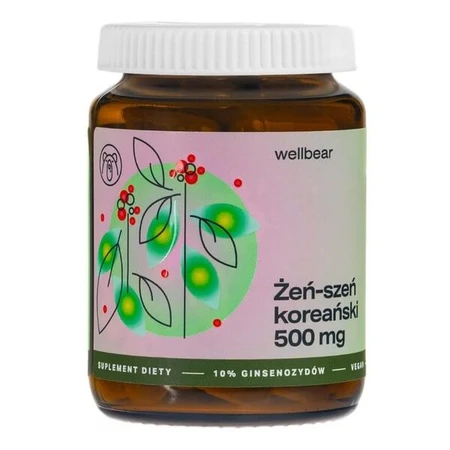 Wellbear Ginseng coréen (Panax ginseng) 500 mg, gélules, 60 pcs.