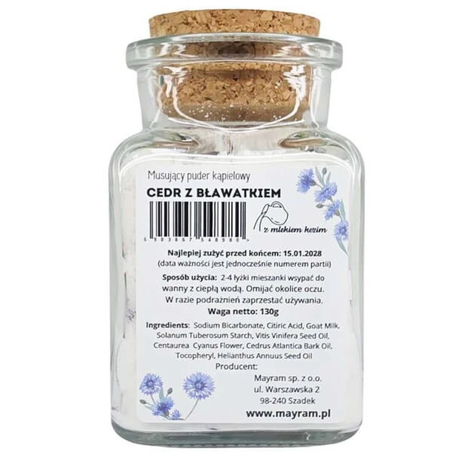 Mayram, polvo de baño efervescente, Cedro con Blavata, 130 g