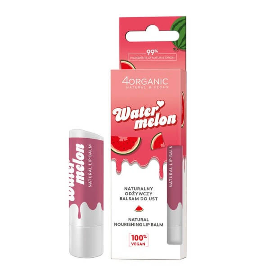 4Organische, natuurlijke voedende lippenbalsem, Watermeloen, 5 g