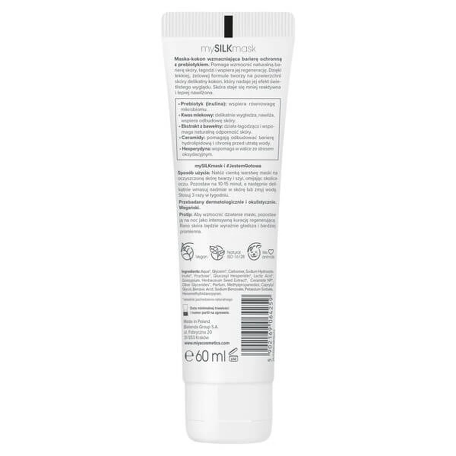 Miya Cosmetics mySILKmask, strengthening mask-cocoon with prebiotic, 60 ml