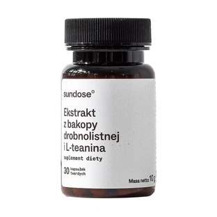 Sundose Extracto de bacopa de hoja pequeña y L-teanina, cápsulas duras, 30 uds.